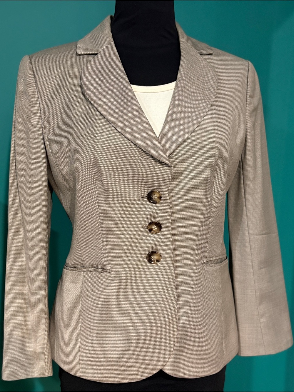 Ann Taylor Taupe Houndstooth Tailored Women's Blazer